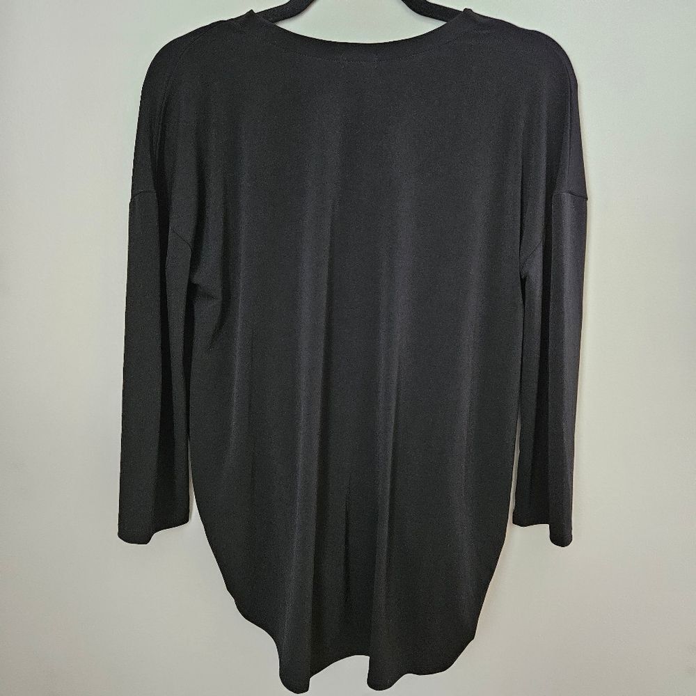 Paraphrase Blouse Black Wrap Long Sleeve V-Neck Black Business Casual Neutral - Picture 4 of 9
